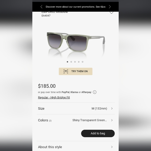 Emporium Armani Host pick  grey polarized sunglasses  2024 warranty authenticity - Picture 10 of 16